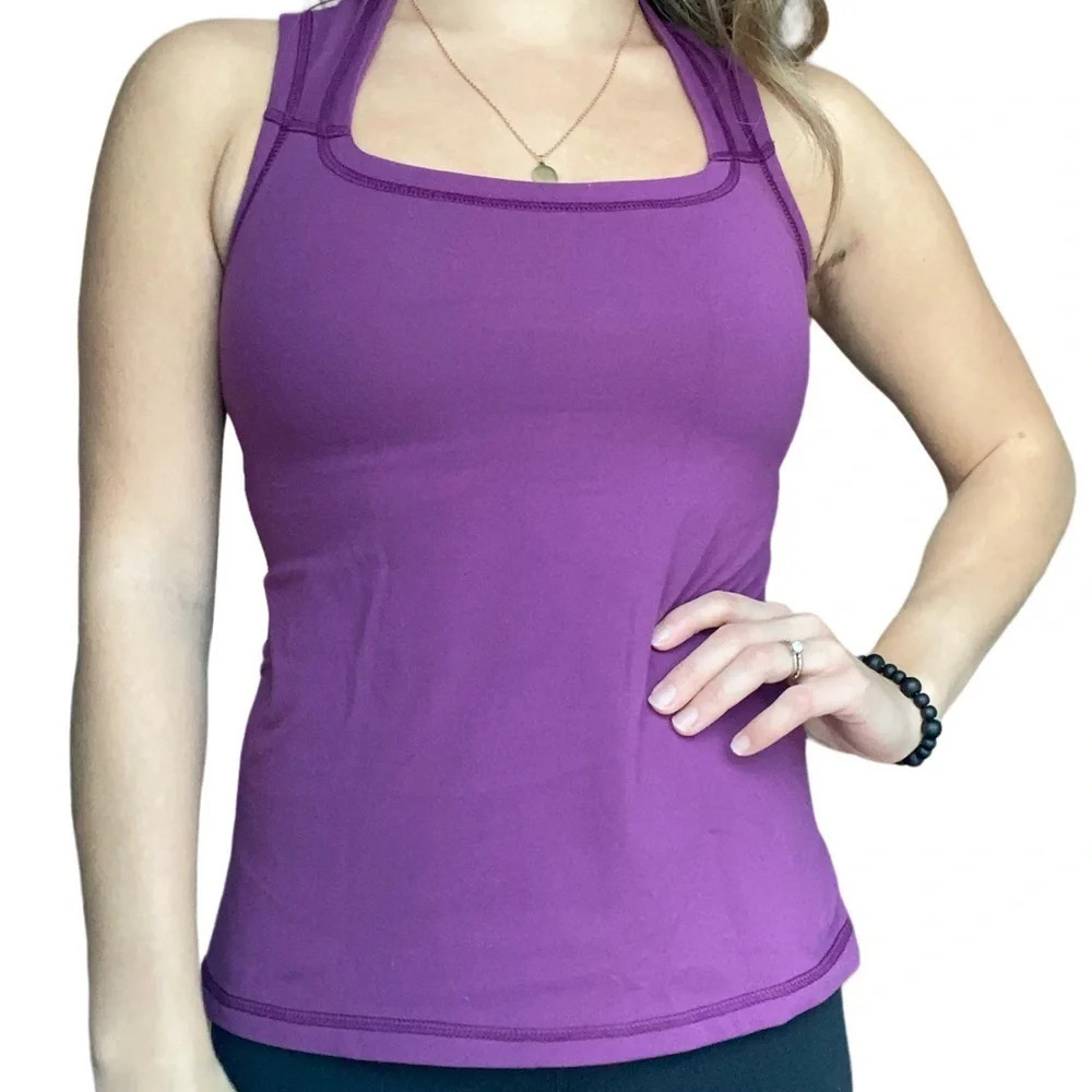 LULULEMON Purple Fit & Flare Square neck Tank Top Size 4